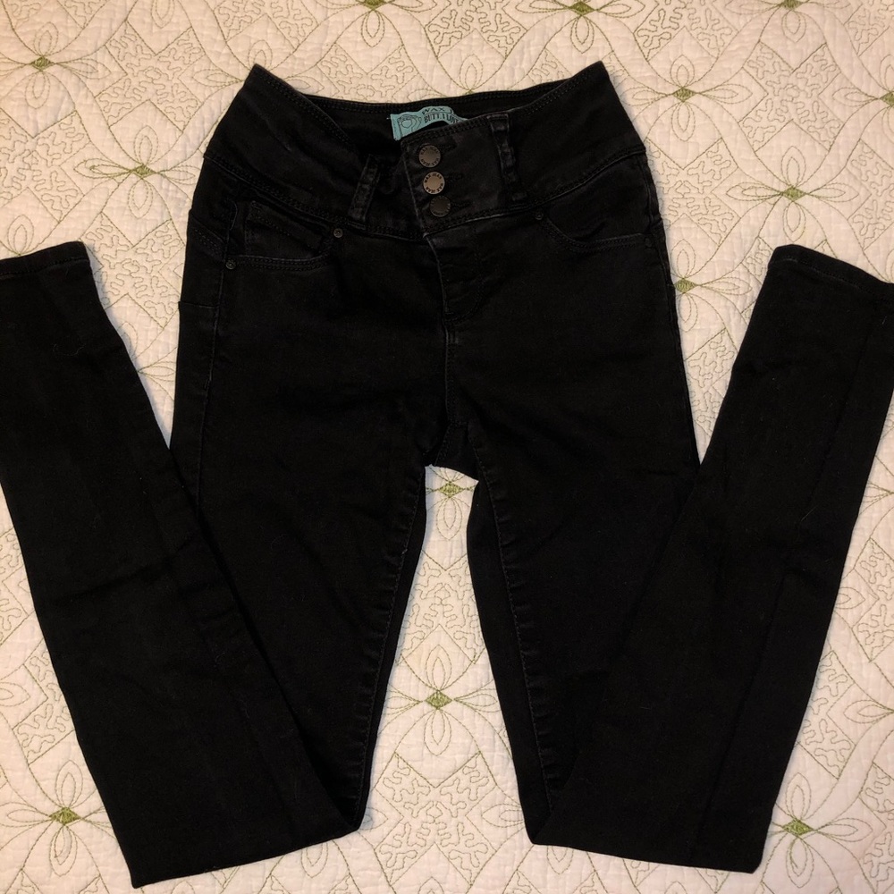 WAX HIGH WAISTED SIZE 00 SKINNY JEANS